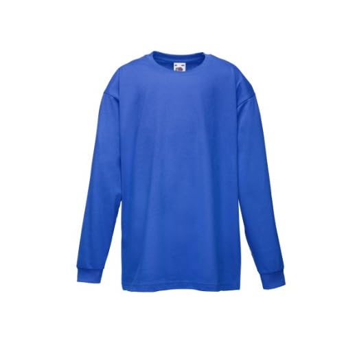 Fruit of the Loom niños de Manga Larga Camiseta de Manga Corta, Niños Unisex Adulto Niñas, Color Azul Cobalto, tamaño 7-8 Años