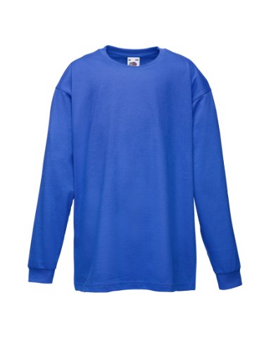 Fruit of the Loom - Camiseta de manga larga para niños, azul, talla 7-8 años
