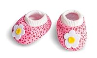 Heless 1947 - Schuhe für Puppen, mit weiß-gelber Blumenapplikation, rosa, Größe 28-35 cm