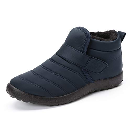 Camfosy Botas de Nieve para Mujer, Botas de Invierno con Forro de Piel Cálida, Botas Planas Impermeables al Tobillo para Senderismo, Zapatos de Nieve Cortos Antideslizantes para Caminar Cover