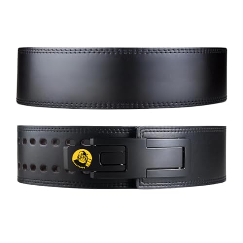 Image of Muscleape 10mm Lever Belt. 4 inch Wide Genuine Leather. Quick-Release Steel Alloy Lever. Adjustable Powerlifting Belt With Lifetime Brand Warranty. Hard Leather For Professional Athletes. (XXL)