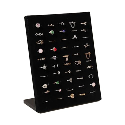 Genérico Soporte Expositor de Anillos | Porta Anillos Con 50 Ranuras - Organizador De Joyería En Forma De L Para Entrada Tocador Salón Tienda Bodas Mostrador Hogar Tocador