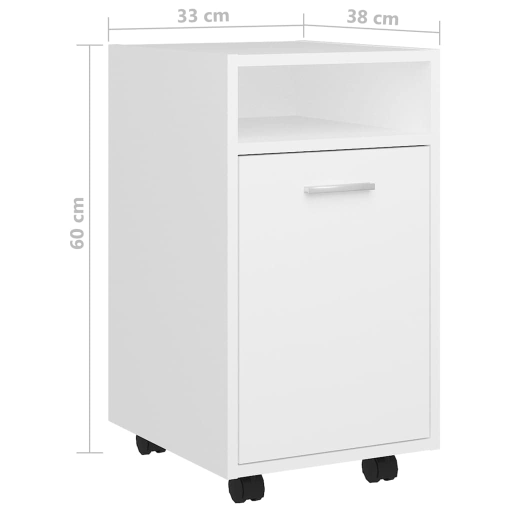 vidaXL Credenza con Ruote Bianca 33x38x60 cm in Legno Multistrato