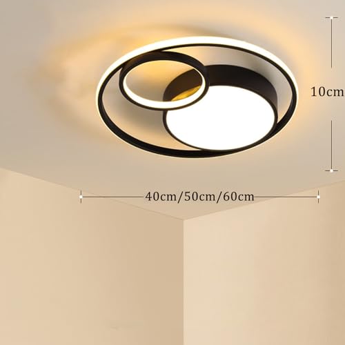 Plafonnier LED dimmable rond noir et blanc de 40cm avec télécommande - 4