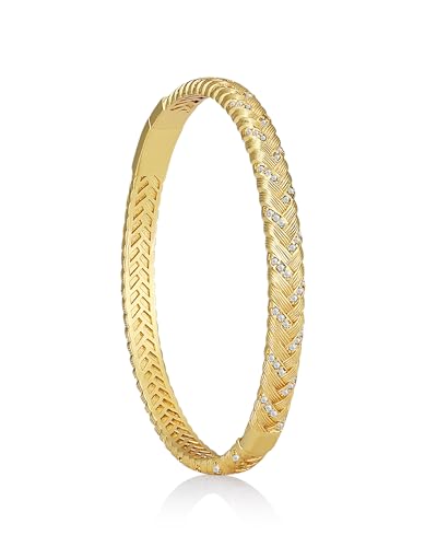 DIICRIN Brushed Gold Bangle Bracelet for Women, 18K Gold Plated