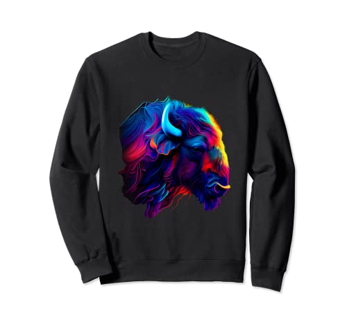 American Bison Buffalo Design Colorful Pop Art Bison Amantes de los bisonte Sudadera