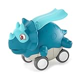 JOUET PRESS AND GO : Appuyez sur le dos du jouet dinosaure pour le faire glisser, aucune pile requise, ce qui est sûr et fiable, adapté aux tout-petits pour avec.