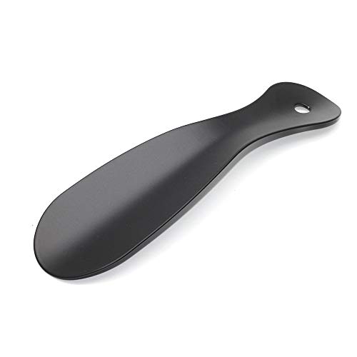 Yoohey Stainless Steel Shoe Horn Small Handled Pocket Metal Shoehorn for Kids Men Women Daily Travel Use (7.5 inch, Black)