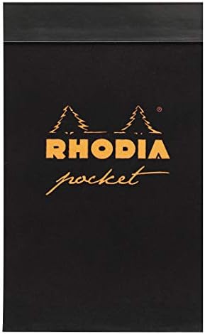 RHODIA 8550C - Pocket Stapled Notepad Black or Orange - 7.5 x 12 cm - Dotted Dot - 40 Detachable Sheets - 80G Clairefontaine Paper - Soft and Resistant Coated Card Cover - Classic