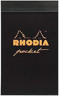 RHODIA 8550C - Pocket Stapled Notepad Black or Orange - 7.5 x 12 cm - Dotted Dot - 40 Detachable Sheets - 80G Clairefontaine Paper - Soft and Resistant Coated Card Cover - Classic