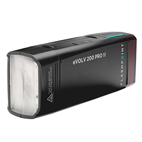 Flashpoint eVOLV 200 Pro TTL Pocket Flash, Godox AD200 Pro 200Ws Flash Strobe, 1/8000 HSS, 500 Full Power Flashes, 0.01-1.8s Recycling, 2900mAh Battery, Bare Bulb/Speedlite Fresnel Flash Head.