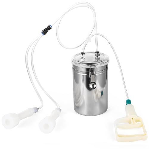 Manual Milking Machine 2L Effort-Saving Goat Milking Device Sheep Cow Hand Vacuum Pump Goat Cow Milking Machine Portable Milking Kit for Milk Plant Farm