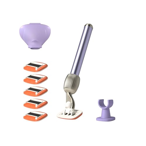 Fler The Razor Shave Set - Rasoio Donna con Testine Intercambiabili, Rasoio con Supporto, 6 Lamette di Ricambio e Custodia Protettiva, Rasoi Unisex, Lametta con Aloe Vera, Vitamina E, Lilla Lilac