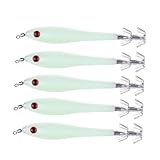 TOYANDONA 5 pièces Leurre Phosphorescent Calmar Lot de Appâts Forme de Petits Poissons R...