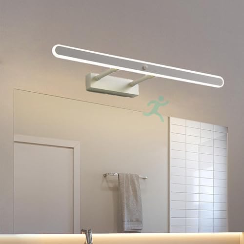 RKYRRKI Moderno espejo de baño LED con sensor de movimiento, apliques de pared retráctiles e interruptor, elegantes lámparas de interior acrílicas para dormitorio, sala de estar y área de maquillaje