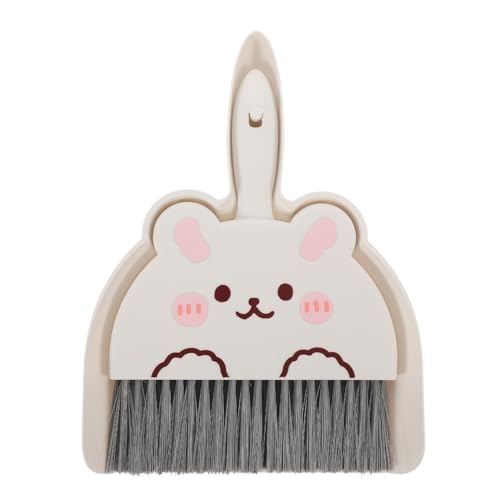 VOSAREA Mini Dustpan and Brush Set Small Broom and Dustpan Cleaning Set Hand Whisk Broom Set Portable Table Top Brush Set Dining Table Crumb Sweeper Cleaning Tools for Office White