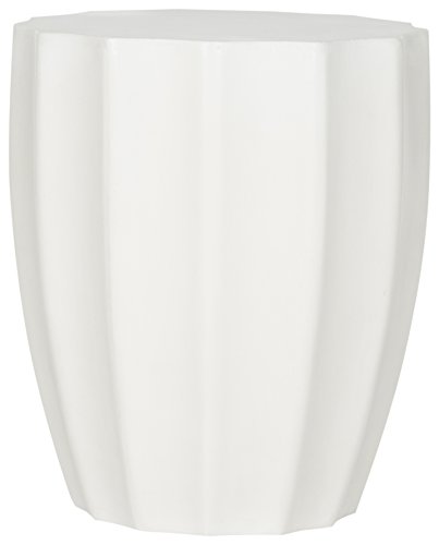 SAFAVIEH Outdoor - Jaslyn Accent Stool - Ivory Concrete - Modern Sculptural Drum Design - Ideal for Living Room, Patio, Deck, Sunroom, 15.3"W x 15.3"D x 17.7"H (VNN1010B)