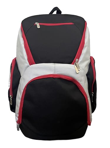 Arriba Multi-Sport Backpack with Ball Compartment, Multiple Pockets, Black/Gray/Red (Black/grey/red)