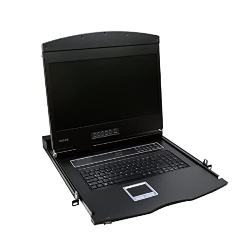 LogiLink Professional LC902GE LCD KVM Konsole mit 48,26 cm (19 Zoll) TFT Monitor und Tastatur (DE) für Server- /Netzwerkschrank schwarz