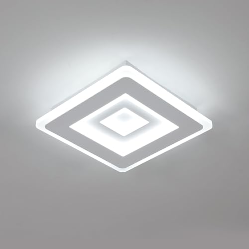 Mckalen Plafoniera LED Moderna 28W 3150LM, Lampada da soffitto Quadrata in Acrilico, 20CM Creativo Lampadario LED Soffitto per Camera da letto Soggiorno Cucina Bagno, Bianco Freddo 6500K