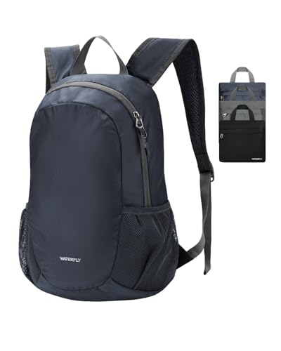 WATERFLY Ultraleicht Rucksack Faltbar 18L: Klein Packable Wanderrucksack Leicht Dünner Tagesrucksack Sportlich Daypack für Sport Outdoor Wandern Reisen Städtetrips Einkaufen Herren Damen