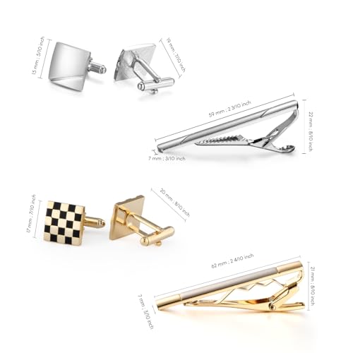 Image of Wynameleri Cufflinks and Tie Pins Tie Clips Set of 2 Accessories for Men