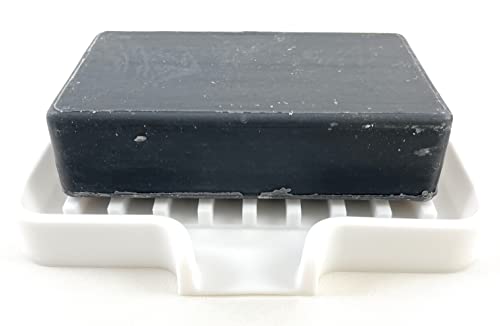 Happitasa Silicone Soap Dish Tray And Sponge Holder With Drain Chute, Pack Of 2 (White, 5.2"X4") #TOP1