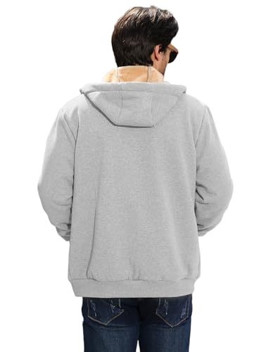 Fleece Hoodies for Men Heavyweight Winter Full-Zip Sweatshirt Sherpa Lined Hooded Thermal Jacket Thick Warm Coats3