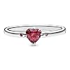 PANDORA You & Me Sparkling Red Heart Ring - Sterling Silver Ring for Women - Layering or Stackable Ring - Gift for Her - Sterling Silver with Red Cubic Zirconia