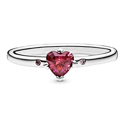 PANDORA You & Me Sparkling Red Heart Ring - Sterling Silver Ring for Women - Layering or Stackable Ring - Gift for Her - Sterling Silver with Red Cubic Zirconia