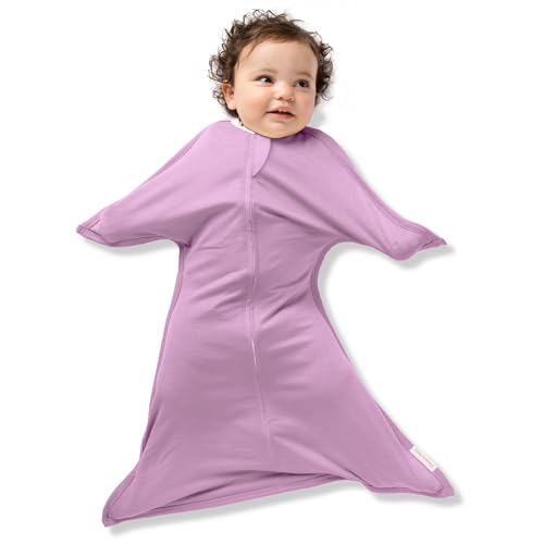 SleepingBaby Zipadee-Zip Transition Swaddle - Cozy Baby Swaddle Blanket with Zipper Convenience - Roomy Wearable Blanket for Easy Diaper Changes - Classic Lavender, Small (4-8 Month)
