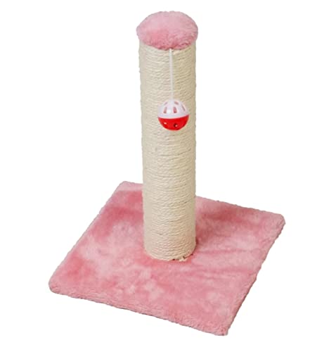 Rascador Poste para Gatos con Bola Colgante, Afilador uñas para Gatos,Sisal Natural,25x25x35cm.Color Rosa