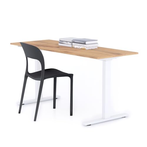 Image of Mobili Fiver, Clara Fixed Height Desk 160x60 Rustic Oak with White Legs