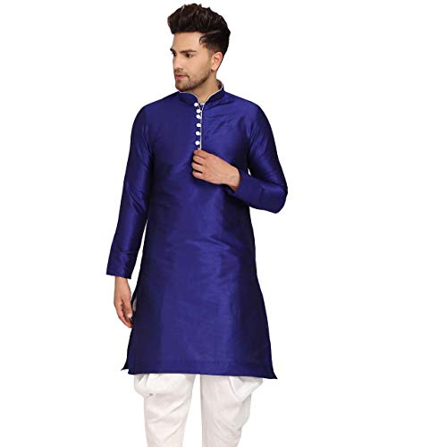 Image of Men's Ethnic Silk Loop Button Kurta