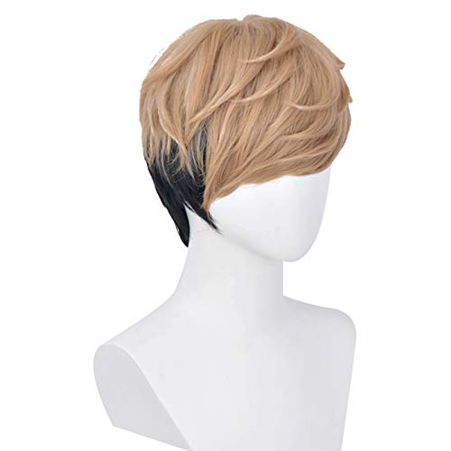 Soyusunny Short Colored Cosplay Wigs Halloween Costume for Women Girls (Brown Black)