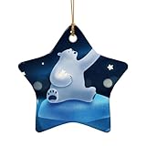 Accessoire festif multi-scènes : comme accessoire festif, ce pendentif étoile imprimé ours blanc fonctionne dans les maisons, les magasins, les cafés ou les événements. Accrochez-le sur les arbres, les murs, ou utilisez-le comme un accent cadeau. Sa polyvalence en fait un must have pour toute configuration de vacances.