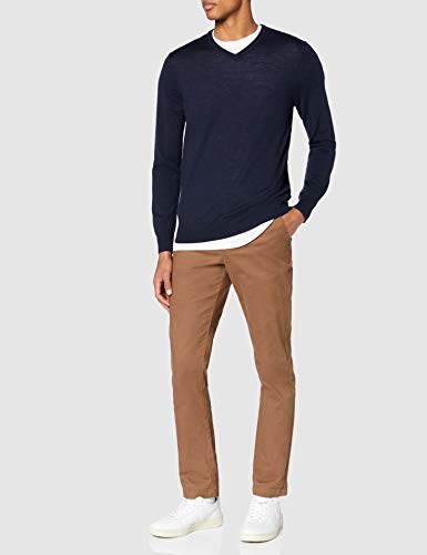 MERAKI Pull en Laine Mérinos Homme avec Col V, Bleu (Navy), 48 (Taille fabricant: S) - Image 3