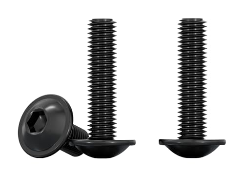 Drenky 10 Pièces M8 Vis à Tête Bombée avec Bride et Six Pans Creux, M8x25mm Vis à Métaux Noir Acier Inoxydable A2 V2A Boulon à Tête Hexagonale pour Les Connexions Mécaniques