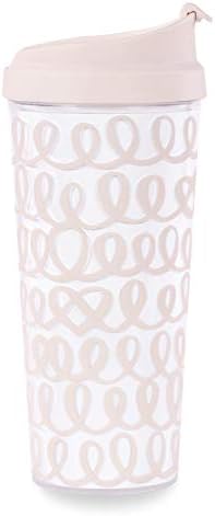Kate Spade New York Bridal 16 Ounce Insulated Travel Mug, Double Wall Thermal Tumbler for Coffee/Tea, Heart Knot (Pink)