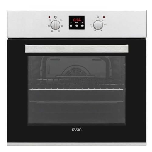 Svan Horno MultifunciónCon Ventilador Inox SHM6700DX. Capacidad 69 Litros, 2300W, 6 Programas, Interior Esmaltado, Fácil Limpieza, Display LED Manual, Eficiencia Energética Clase A