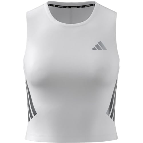 adidas Femme Adi365 Running Climacool Iconic Crop Tank Shirt, White, XL