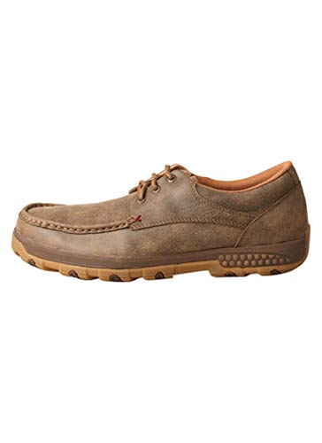 Image of Twisted X Men's Boat Shoe Driving Moc, Moc Toe with CellStretch, Bomber, 9 W