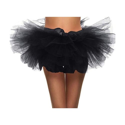 Women 5 Layers Tulle Skirt Teen Adult Tutu Short Skirts Fluffy Dance Ballet Skirt Christmas Halloween Rave Costumes Black