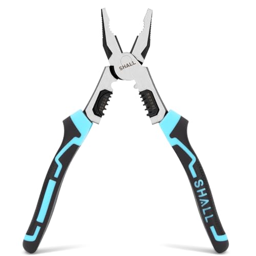 SHALL Alicates combinados 5 en 1, que incluyen pelacables/crimpadora/cortacables/llave inglesa, alicates de electricista de 8 pulgadas, adecuados para cables de 18-10 AWG (1,0-2,6 mm).