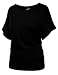 BIADANI Womens Short Sleeve Boat Neck Side Shirring Dolman Drape Top (S-3X)