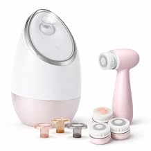 Vanity Planet Aira Ionic Facial Steamer + Raedia 2.0 Facial Cleansing Brush Pink Bundle Prep & Deep Clean Skincare System for Glowing, Clear Skin Ionic Steam + 4 Brush Heads for Face & Body