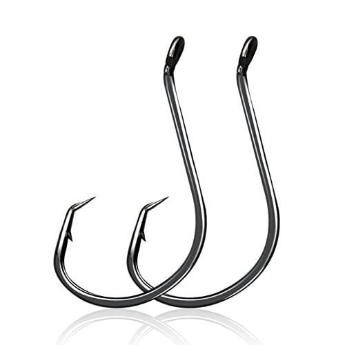 Fishing Hooks 2X Strong Offset Octopus Circle Hooks Freshwater Saltwater Fish Catfish Hooks Bulk Fishing Gear Equipment Supplies Hooks Set-50 Pack(1# 50/Pack) #TOP6