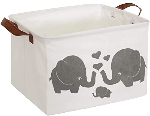 Image of Essme Rectangular Baby Storage Basket,Elephant Storage Bins with Handles for Nersery Room Decor,Toy Basket,Gift Organizer(Elephants)