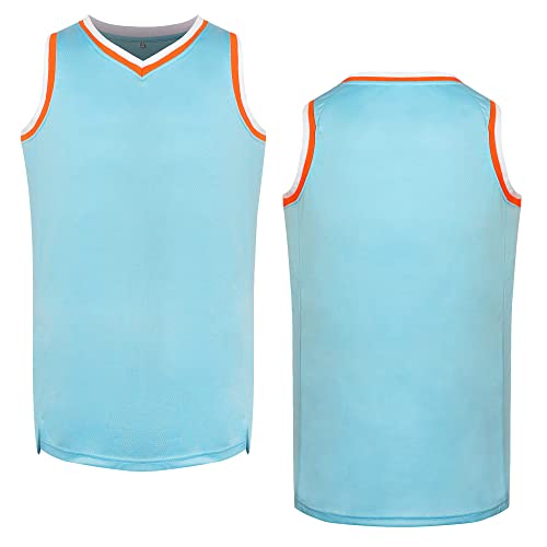 MESOSPERO Blank Basketball Jersey Men's Mesh Athletic Sports Shirts Black Yellow White Blue Red S-3XL(Light Blue,3X-Large)