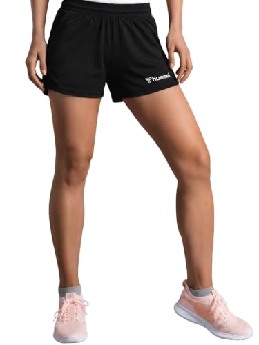 Image of hummel Evy Solid Regular fit Polyester Shorts for Women Comfortable Breathable Fabric Stretchable for Everyday Use Ideal for Yoga Training Gym Running or Performance